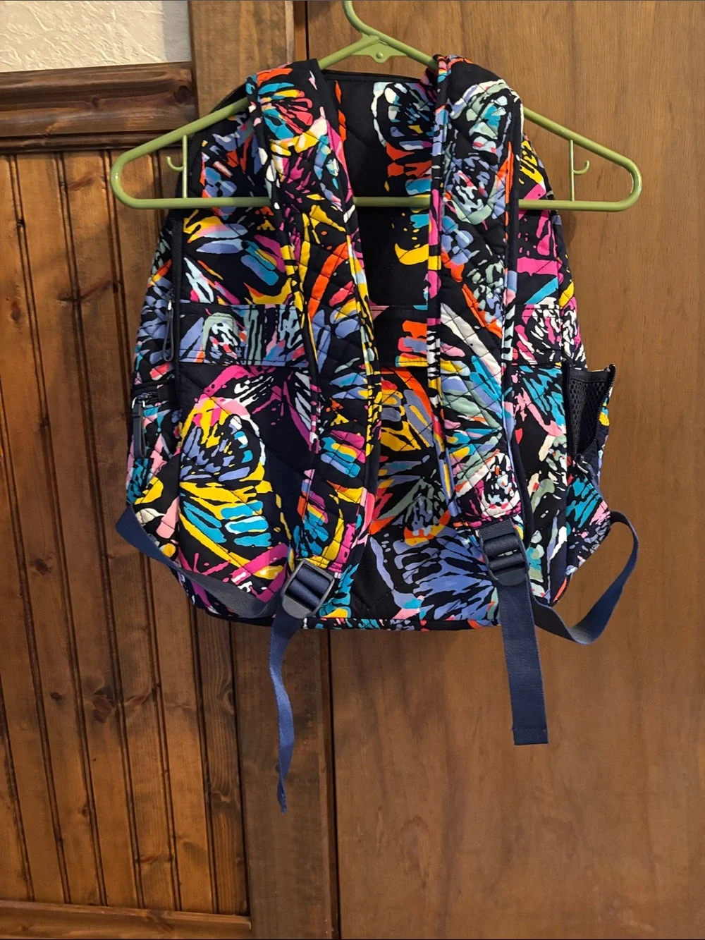 Vera Bradley Black Quilted Backpack with Multicolor Abstract Print
